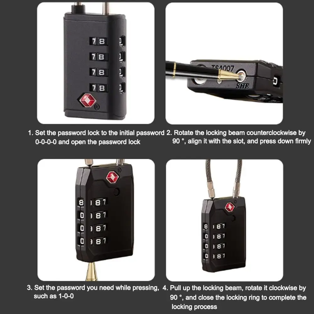 New TSA 4 Digit Combination Lock Anti-theft Security Tool Customs Password Lock Cabinet Padlock for Travel