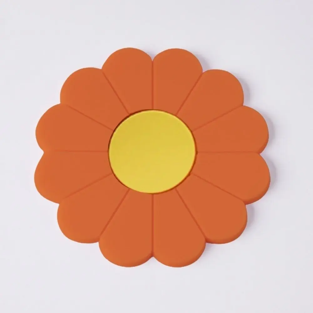 Round Daisy Flower Car Cup Coaster Heat-Resistant Thicken Silicone Cup Pad Anti-slip Cup Coaster Car Interior