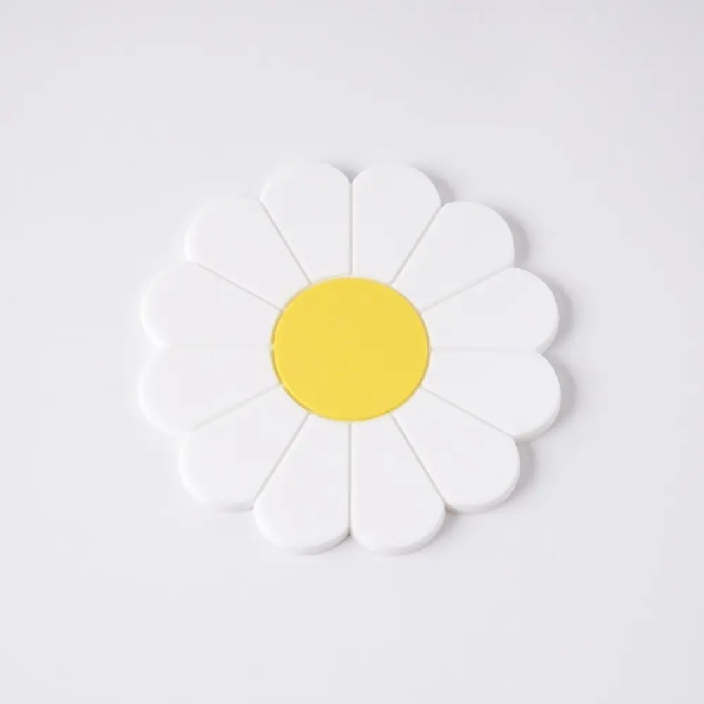 Round Daisy Flower Car Cup Coaster Heat-Resistant Thicken Silicone Cup Pad Anti-slip Cup Coaster Car Interior