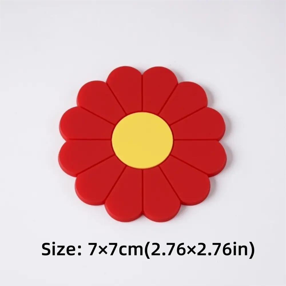 Round Daisy Flower Car Cup Coaster Heat-Resistant Thicken Silicone Cup Pad Anti-slip Cup Coaster Car Interior