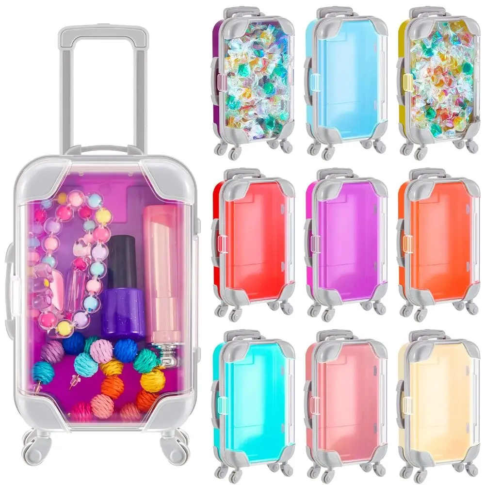 Mini Suitcase Party Favor Box False Eyelashes Packaging Box Trolley Tiny Suitcase Candy Box Simulation Trolley Storage Case