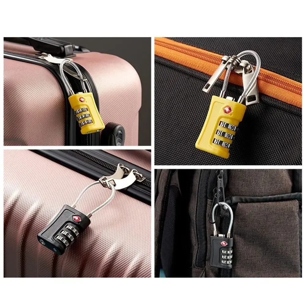 Fashion TSA 3 Digit Combination Lock Anti-theft Padlock Suitcase Luggage Coded Lock Security Tool Wire Rope Cabinet Lock Travel