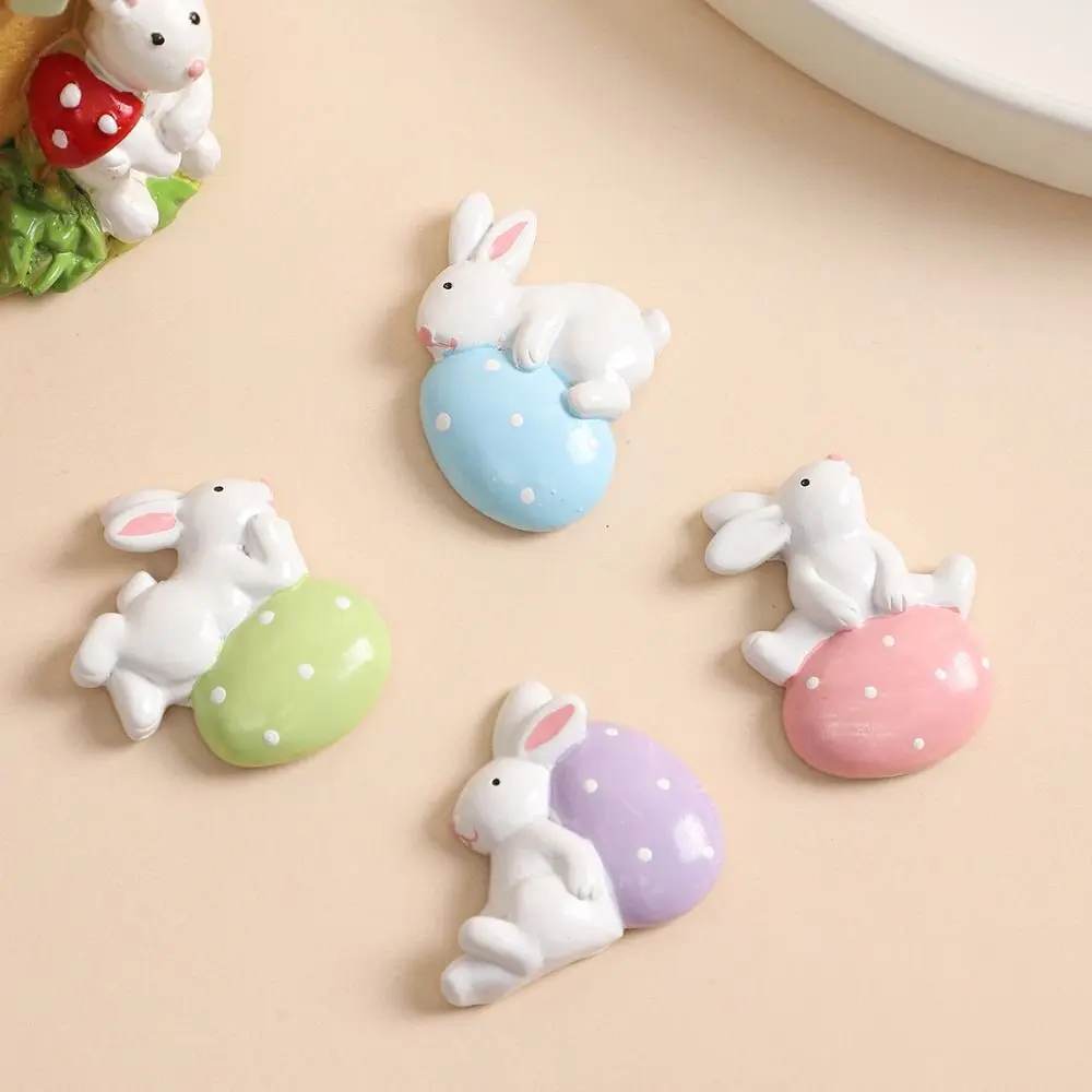 4Pcs Happy Easter DIY Easter Bunny Stickers Cartoon Resin Easter Decorations Kawaii 3D Refrigerator Stickers Party Decor