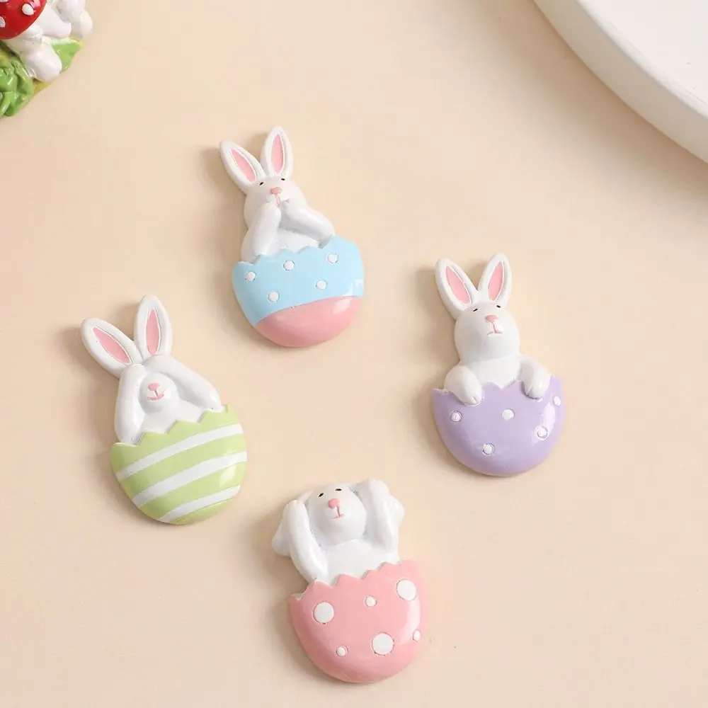 4Pcs Happy Easter DIY Easter Bunny Stickers Cartoon Resin Easter Decorations Kawaii 3D Refrigerator Stickers Party Decor