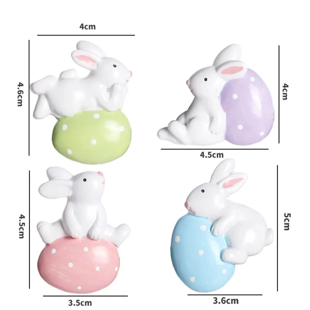 4Pcs Happy Easter DIY Easter Bunny Stickers Cartoon Resin Easter Decorations Kawaii 3D Refrigerator Stickers Party Decor
