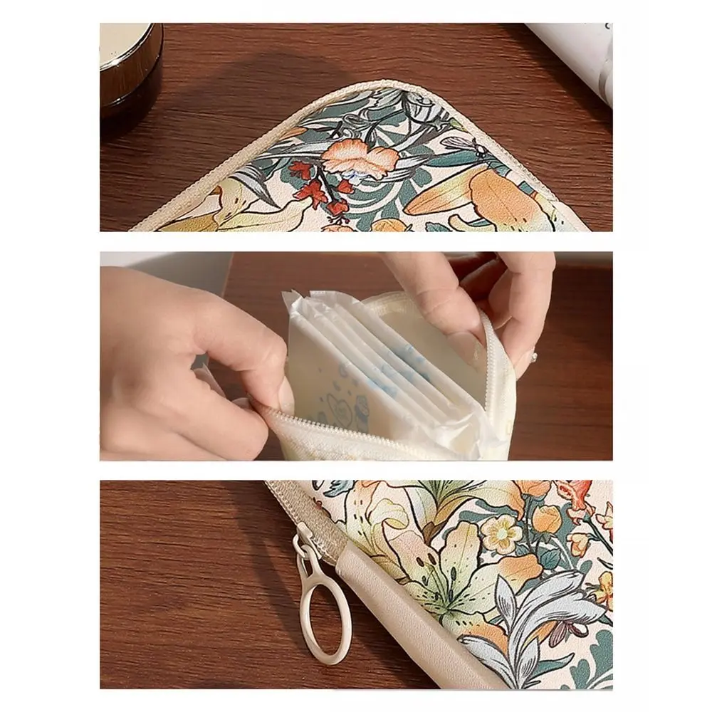 Portable PVC Sanitary Pads Bag Large Capacity Multipurpose Coin Purse Cosmetic Bag