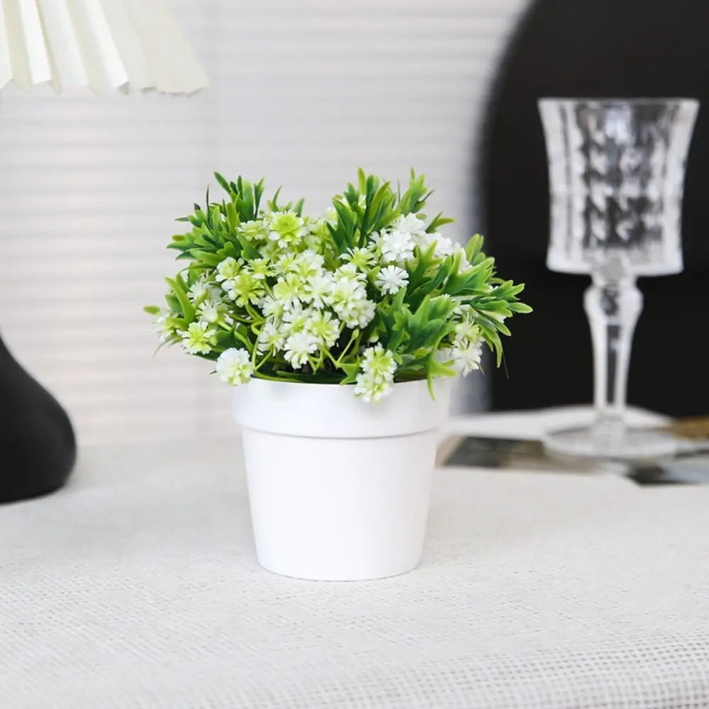 New Artificial Flower Bonsai Fake False Plants With Pot Potted Simulation Flower Pot Plastic Plants Garden Outdoor Decor Mini