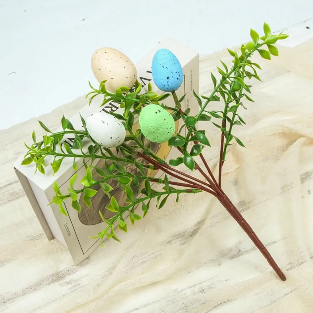 Artificial Easter Flower Foam Easter Egg Rabbit Flower Decor Spring Floral Stems Speckled Easter Plant Twig Branches for Easter
