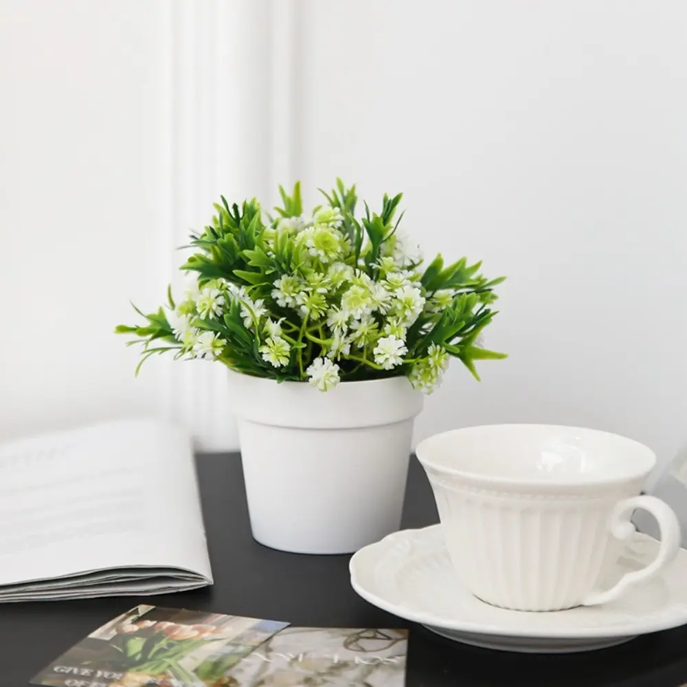 New Artificial Flower Bonsai Fake False Plants With Pot Potted Simulation Flower Pot Plastic Plants Garden Outdoor Decor Mini