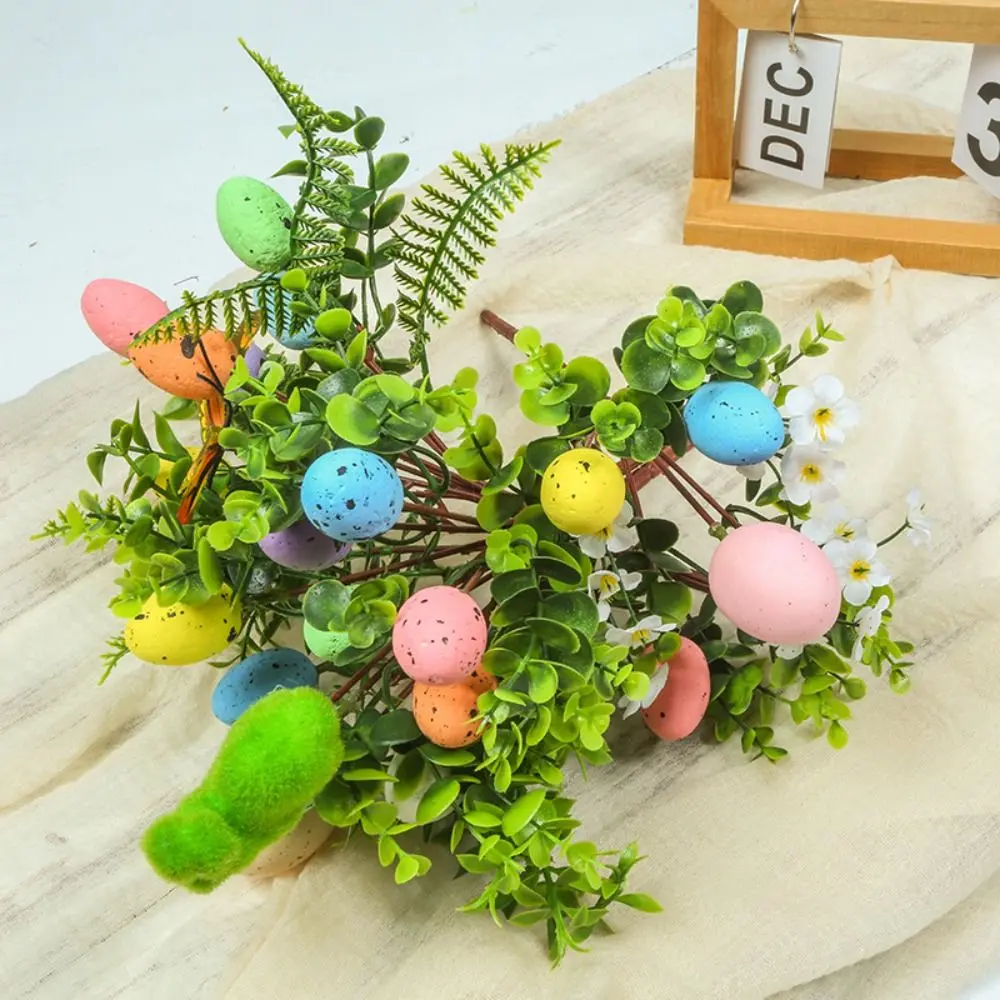 Artificial Easter Flower Foam Easter Egg Rabbit Flower Decor Spring Floral Stems Speckled Easter Plant Twig Branches for Easter