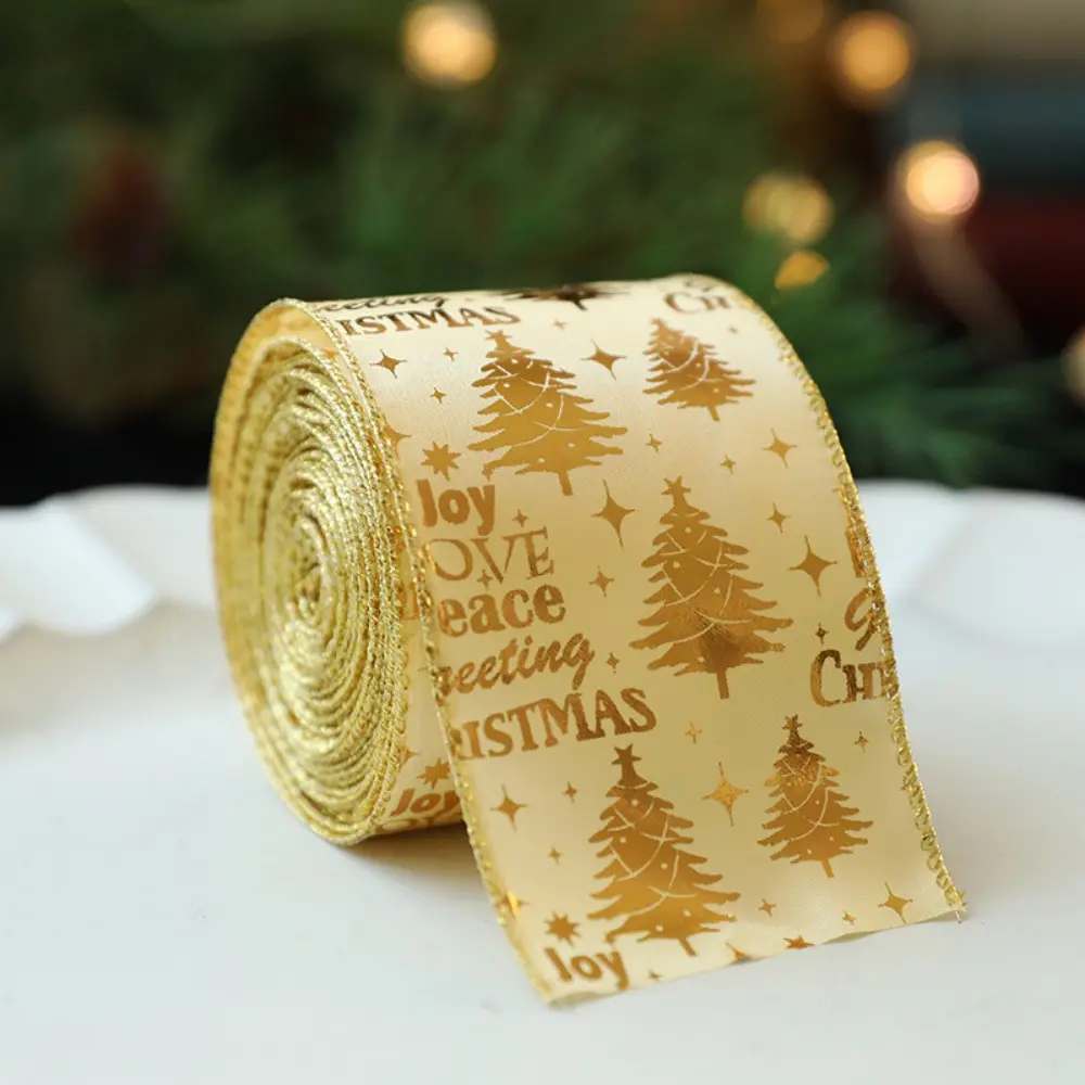2m/Roll Glitter Christmas Ribbon DIY Material Handmade Ribbon Christmas Tree Ribbon Decoration DIY Christmas Gift Packing