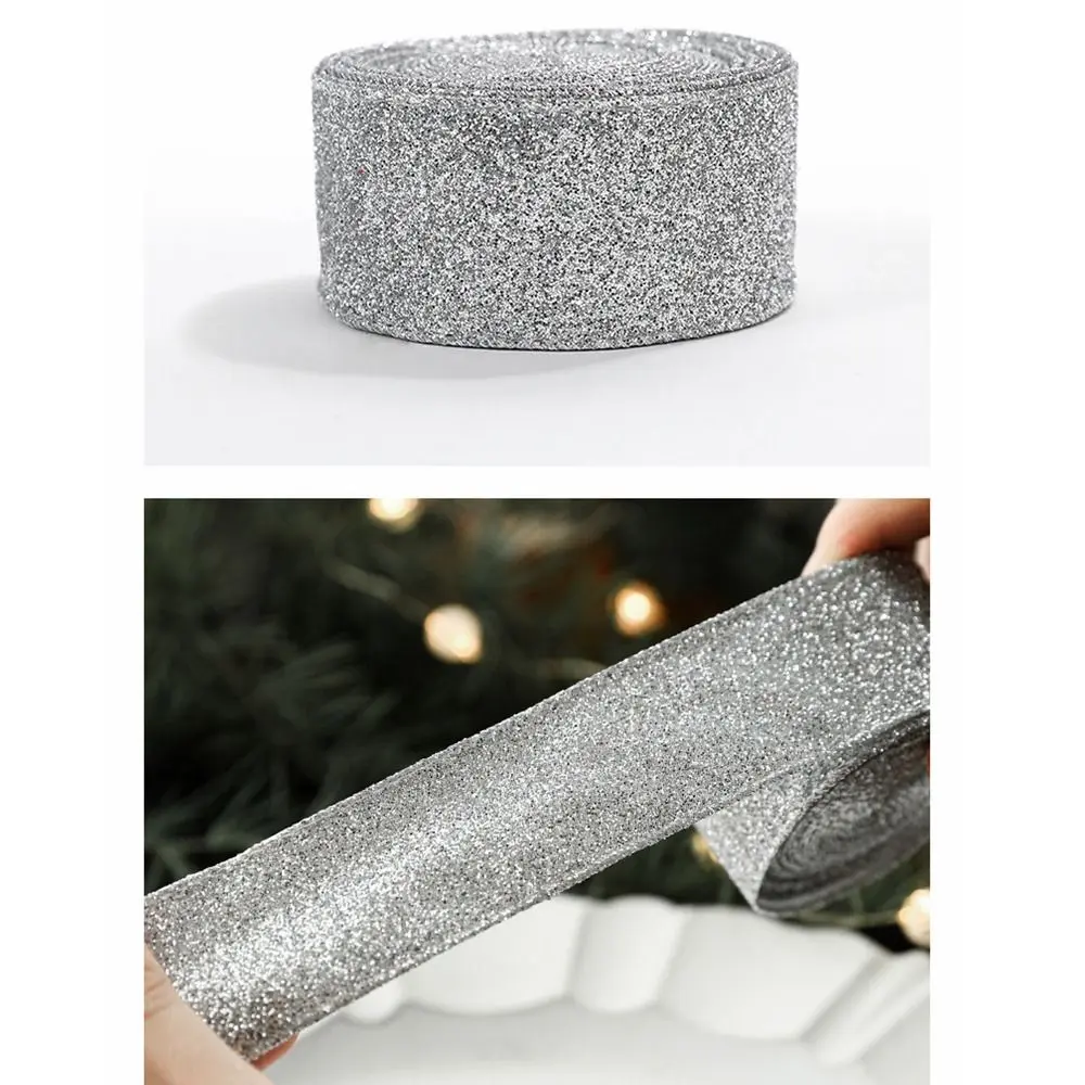 2m/Roll Glitter Christmas Ribbon DIY Material Handmade Ribbon Christmas Tree Ribbon Decoration DIY Christmas Gift Packing