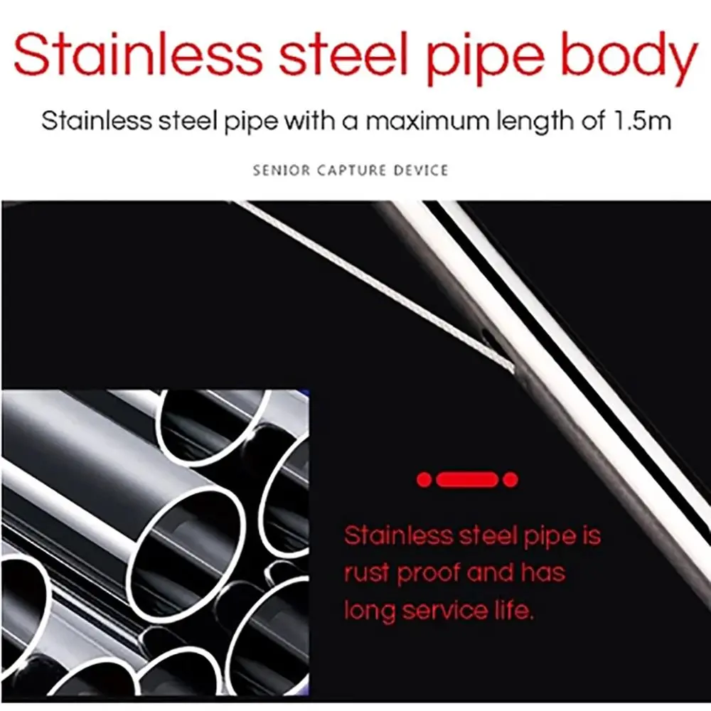 1Pcs Stainless Steel Snake Tongs Long Handle 75/150cm Reptile Catcher Stick Various Use Folding Snake Fish Catcher