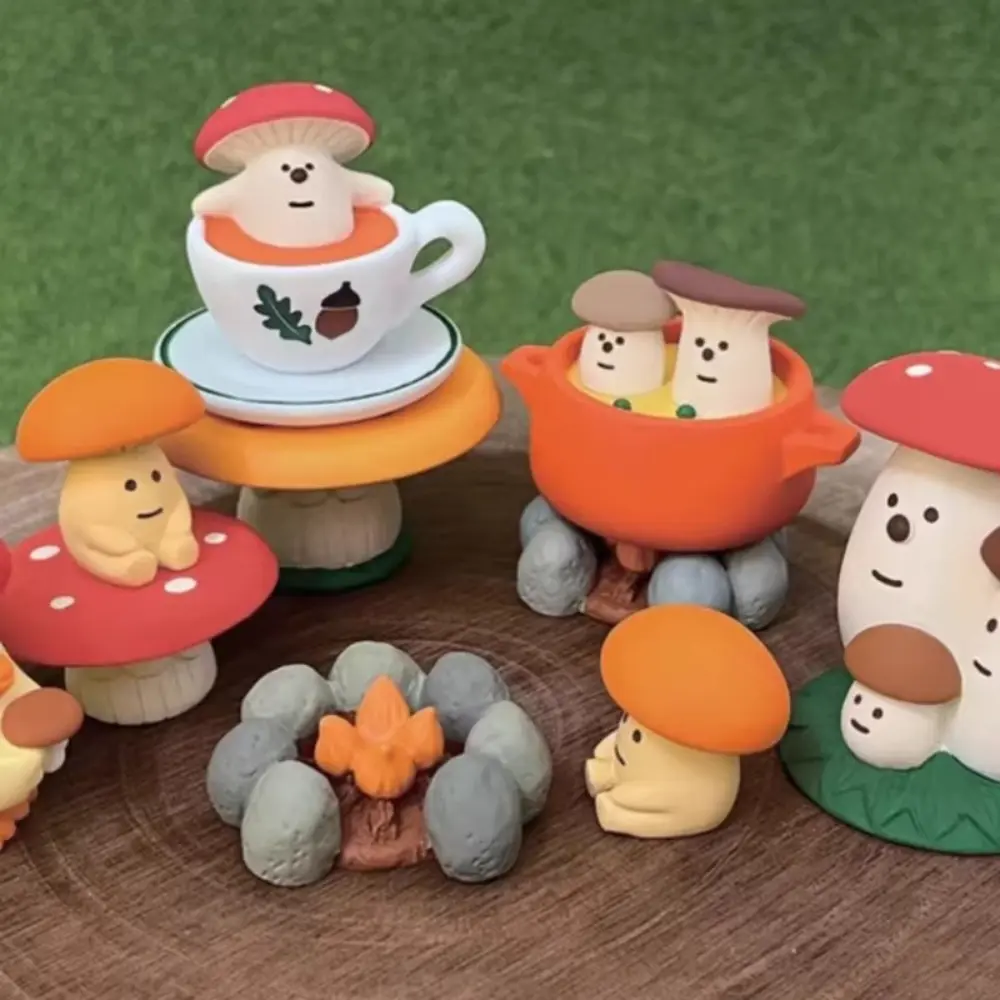 Miniature Scene Props Christmas Ornaments Mushroom Forest Santa Claus Cake Decoration DIY Craft Resin Figurines Desktop Decor