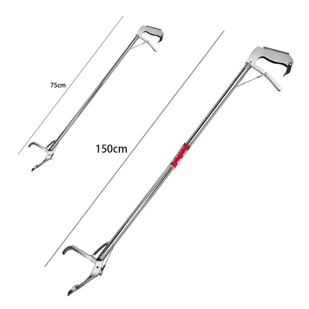 1Pcs Stainless Steel Snake Tongs Long Handle 75/150cm Reptile Catcher Stick Various Use Folding Snake Fish Catcher