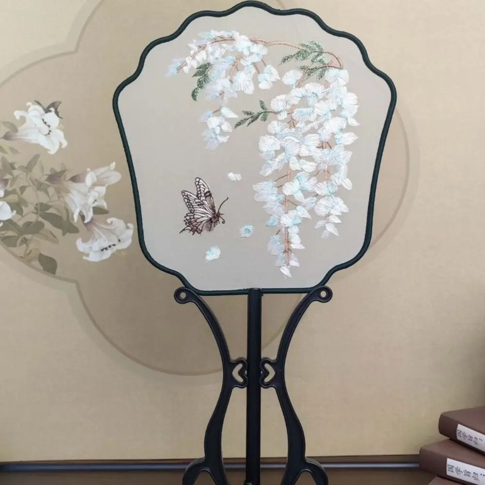 New Dance Fan Vintage Hand Fan Phoenix Pattern Jade Vine Flower Chinese Ancient Style Fan Double-sided Embroidery Dance Fan Gift
