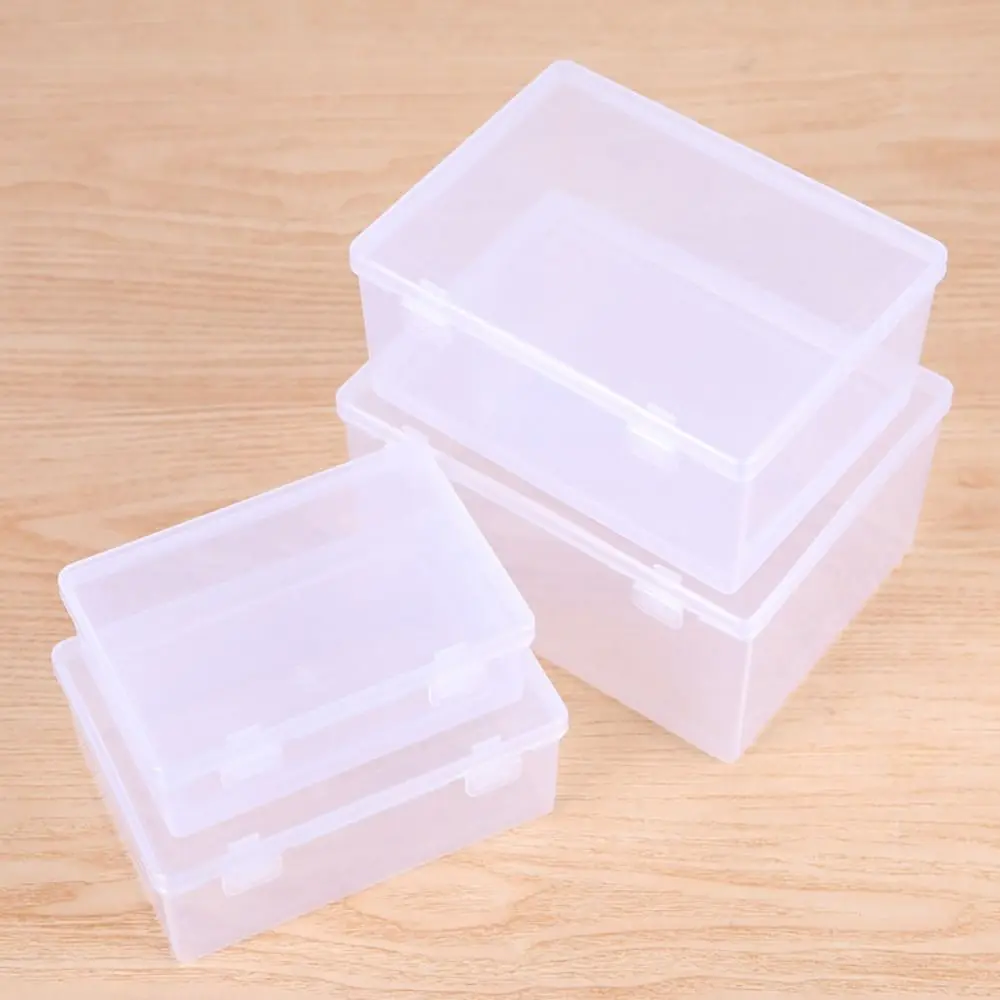 1Pcs Thickened Storage Box Transparent Rectangle Flip Box Portable Small Medium Large Plastic Case