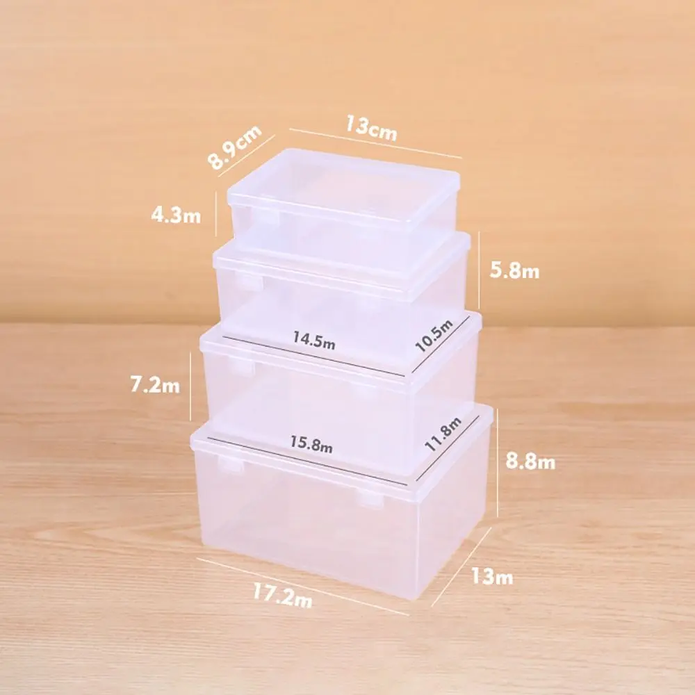1Pcs Thickened Storage Box Transparent Rectangle Flip Box Portable Small Medium Large Plastic Case