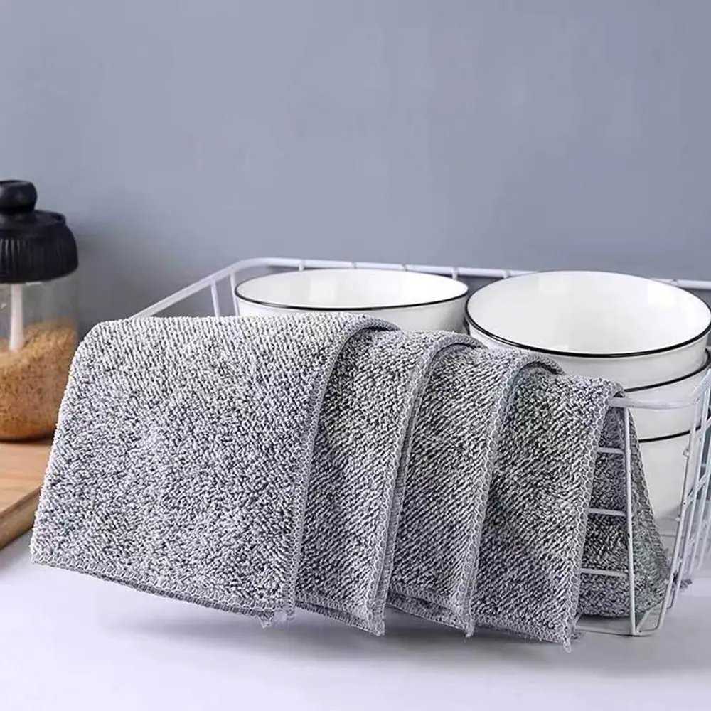 Scouring Pad Kitchen Cleaning Cloths Wiping Rags Microfiber Dishcloths Cleaning Towels Reusable Non-Stick Oil Kitchen Rags