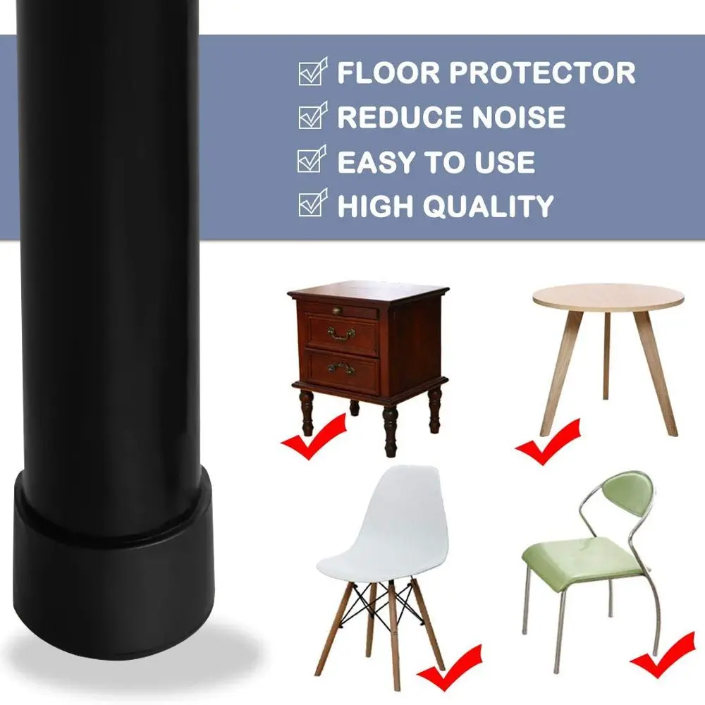 4Pcs/Set Chair Leg Caps Rubber Feet Protector Pads Furniture Table Covers Socks Hole Plugs Dust Cover Furniture Leveling Feet