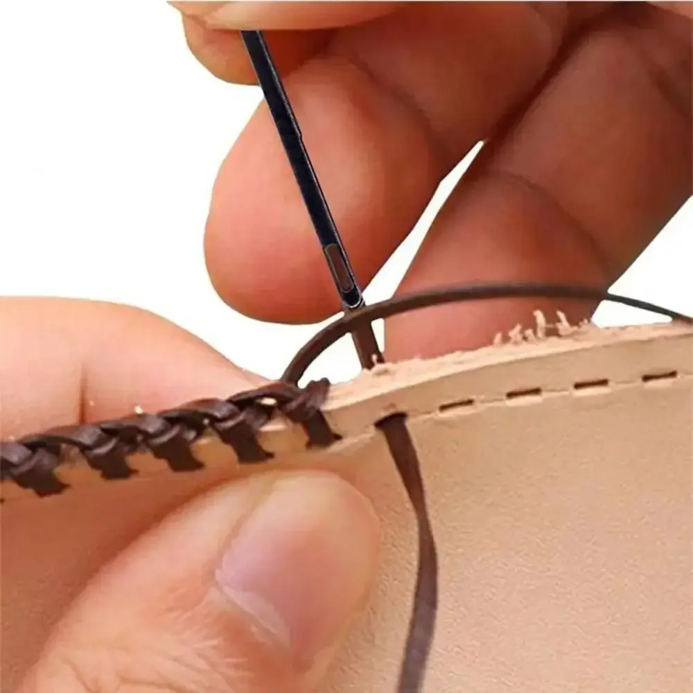 DIY Single Holes Leather Rope Crochets Double holes Flat Head Leather Rope Woven Sewing Tools Hand Lace