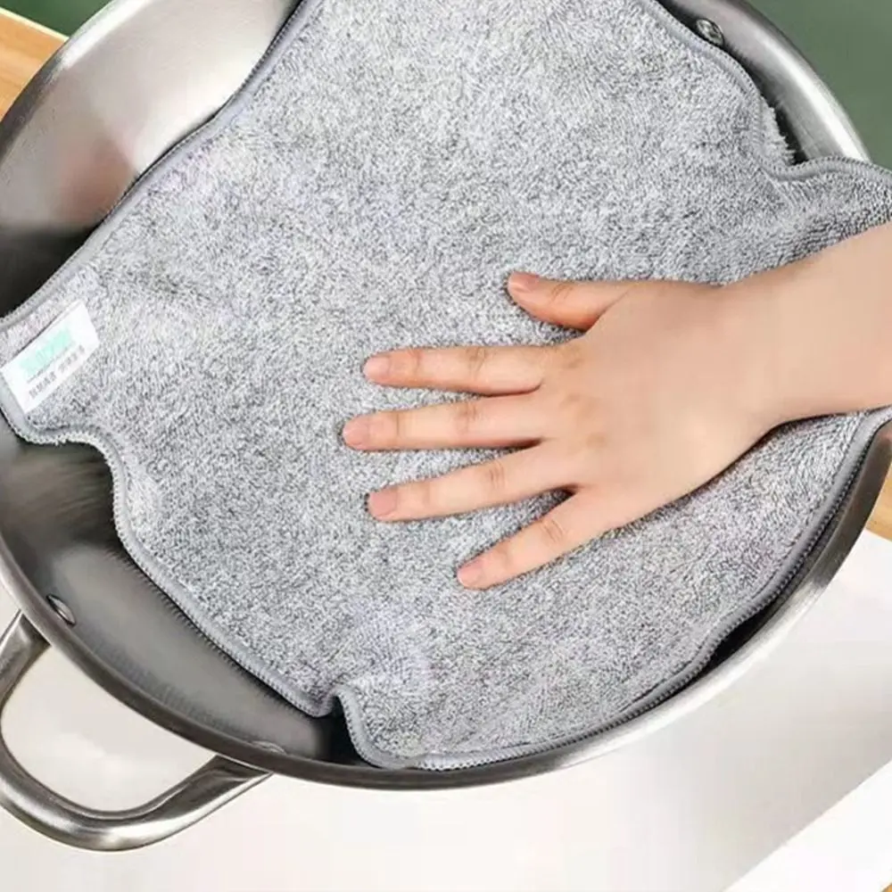 Scouring Pad Kitchen Cleaning Cloths Wiping Rags Microfiber Dishcloths Cleaning Towels Reusable Non-Stick Oil Kitchen Rags