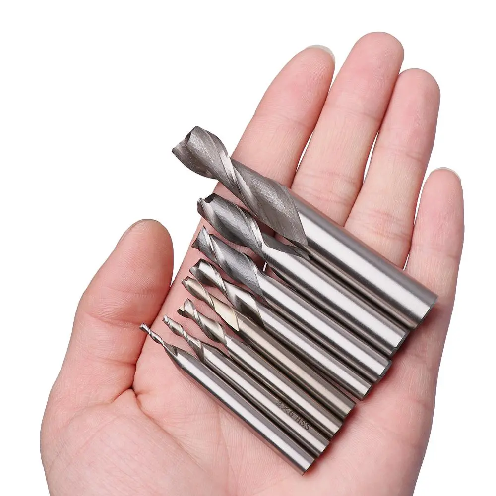 1/5pcs High quality 1-12mm Machine Tool Wood-Cutter Tools Milling Cutters Mill Cutter Woodworking Drill Bits CNC Straight Shank
