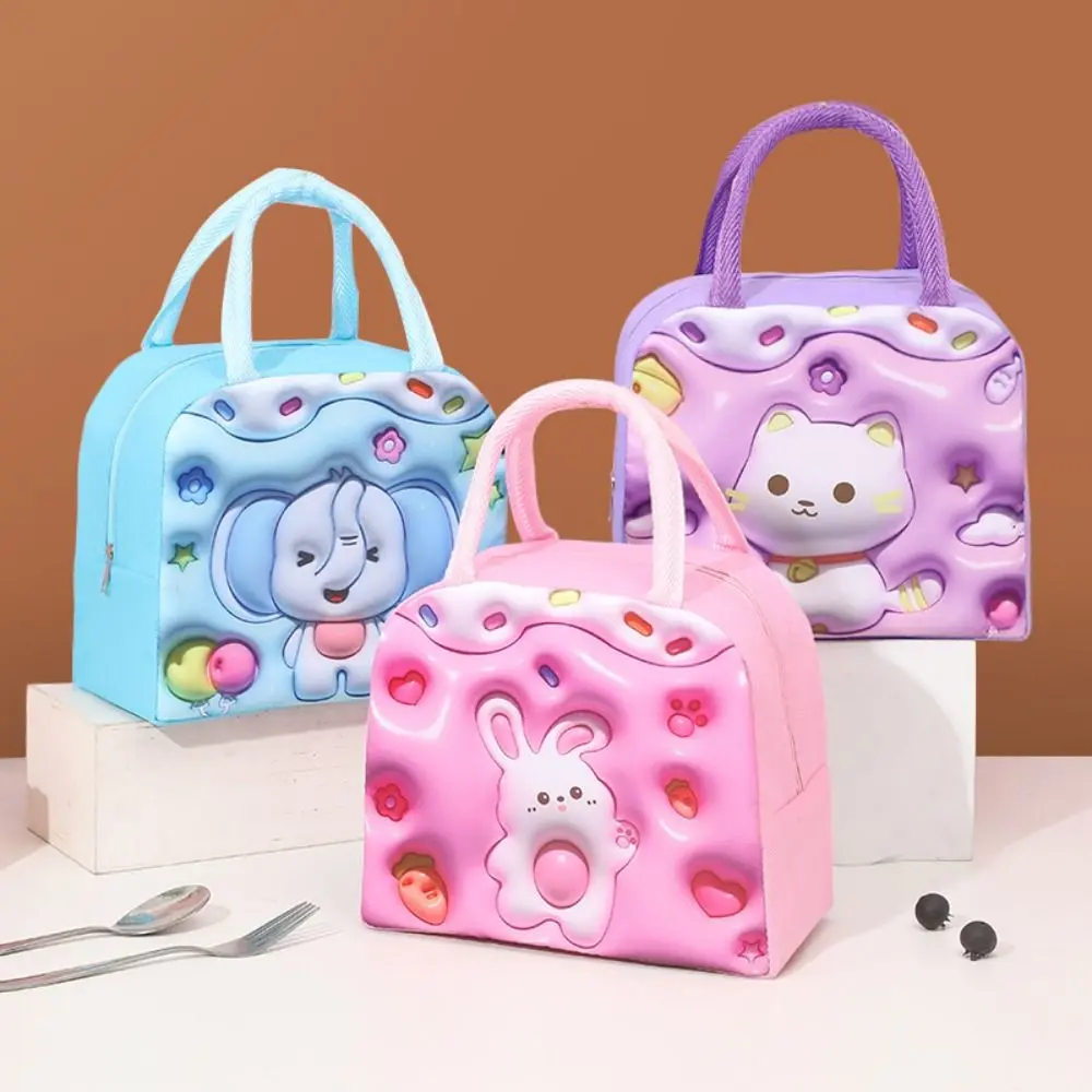 Oxford Cloth 3D Stereoscopic Lunch Bag Lunch Box Accessories Expansion Cartoon Lunch Bags Large Capacity Thermal Bag