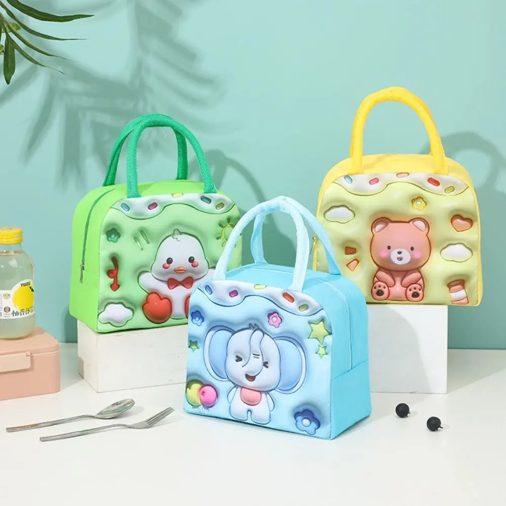 Oxford Cloth 3D Stereoscopic Lunch Bag Lunch Box Accessories Expansion Cartoon Lunch Bags Large Capacity Thermal Bag