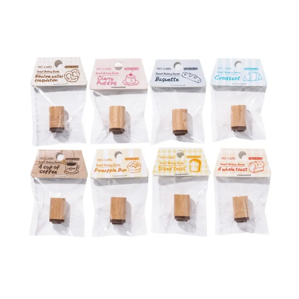Cute Vintage Coffee Bread Stamp Rubber Bottle Shape Wooden Stamp Scrapbooking Seal DIY Decor