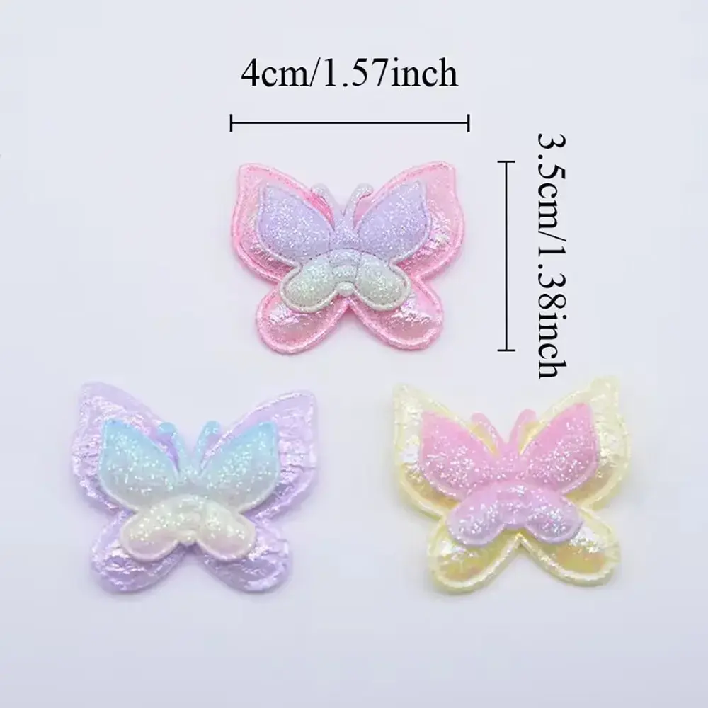 20Pcs Sew On Mesh Glitter Butterfly Patches 40x35mm DIY Padded Applliques Handmade Double Layers Clothes Patches