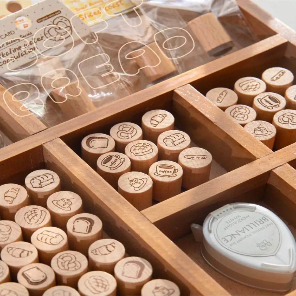 Cute Vintage Coffee Bread Stamp Rubber Bottle Shape Wooden Stamp Scrapbooking Seal DIY Decor