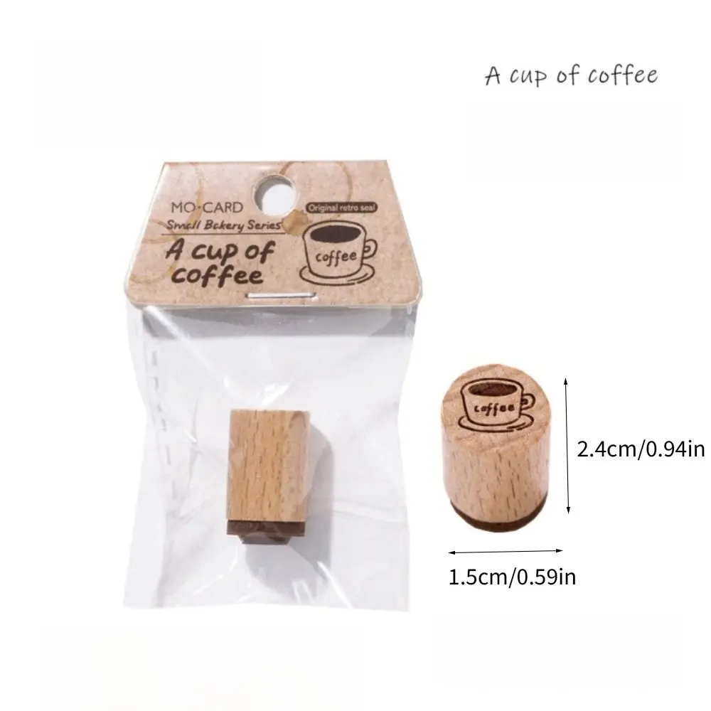 Cute Vintage Coffee Bread Stamp Rubber Bottle Shape Wooden Stamp Scrapbooking Seal DIY Decor