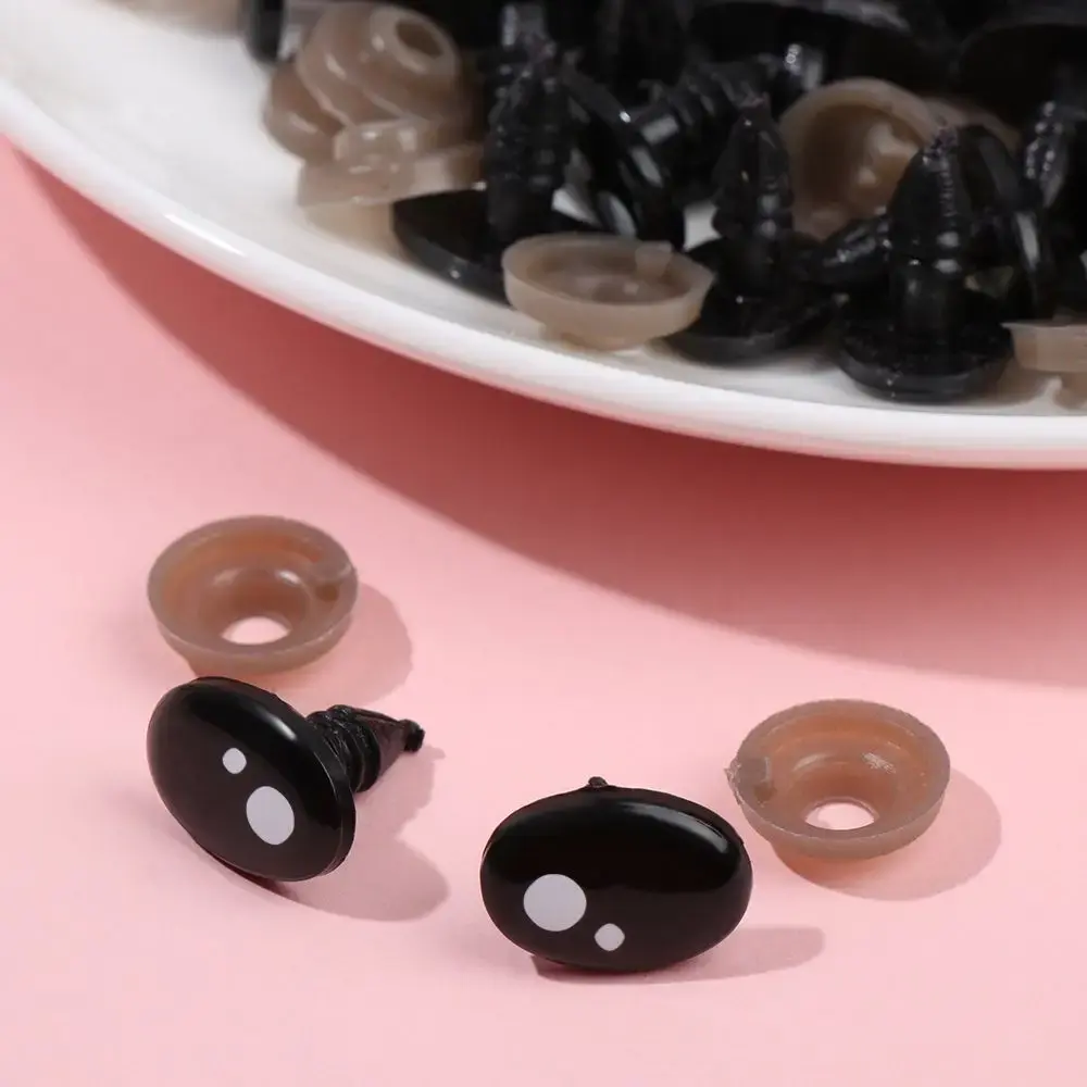 20/40pcs 7-12mm Black Plastic Oval Safety Eyes For White Bear Doll Animal Puppet Crafts DIY Sewing Accessories