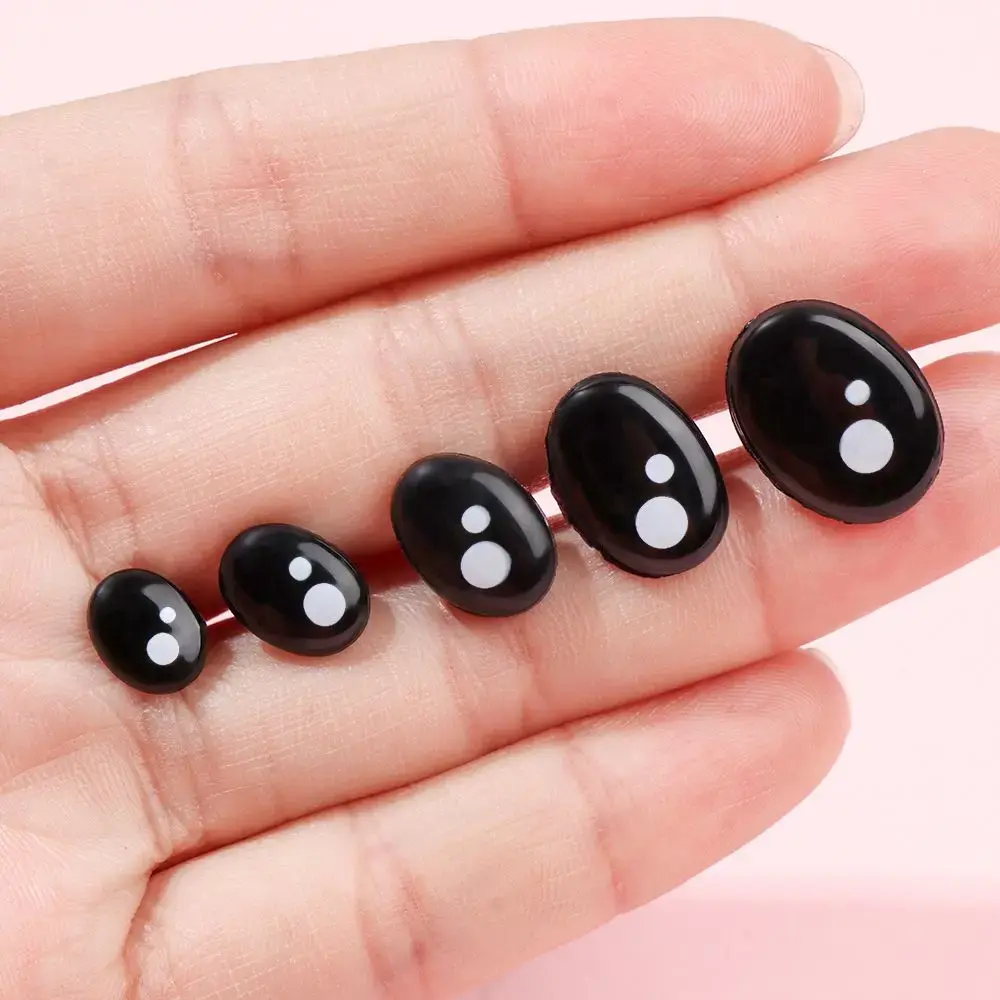 20/40pcs 7-12mm Black Plastic Oval Safety Eyes For White Bear Doll Animal Puppet Crafts DIY Sewing Accessories