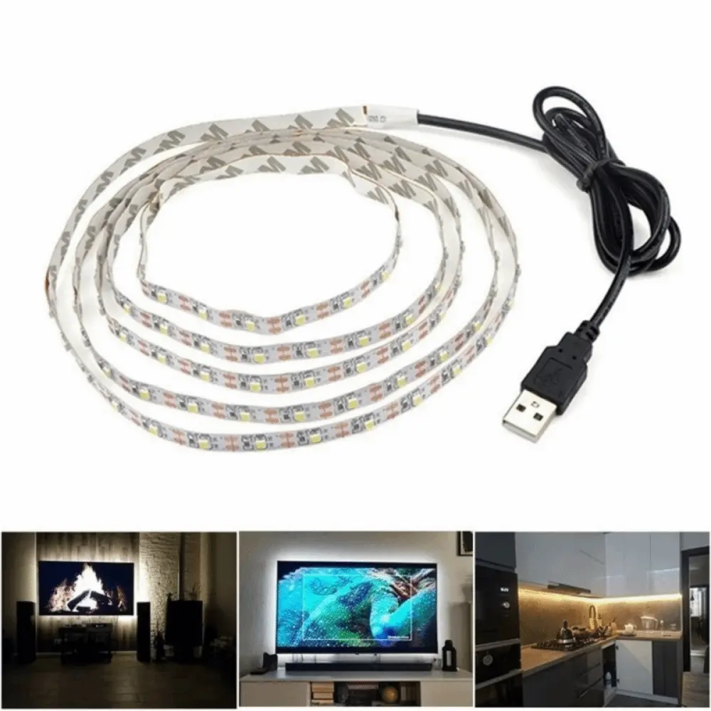 New 5V LED Light Strips RGB Flexible Lighting Decor Strip White Warm with USB Cable Plug Atmosphere Light Strip Home Decor Lamp