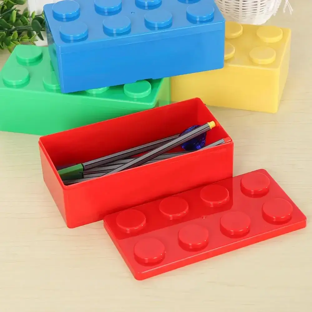 Hot Stationery Organizer Desktop Container Storage Box Plastic Building Block Shapes