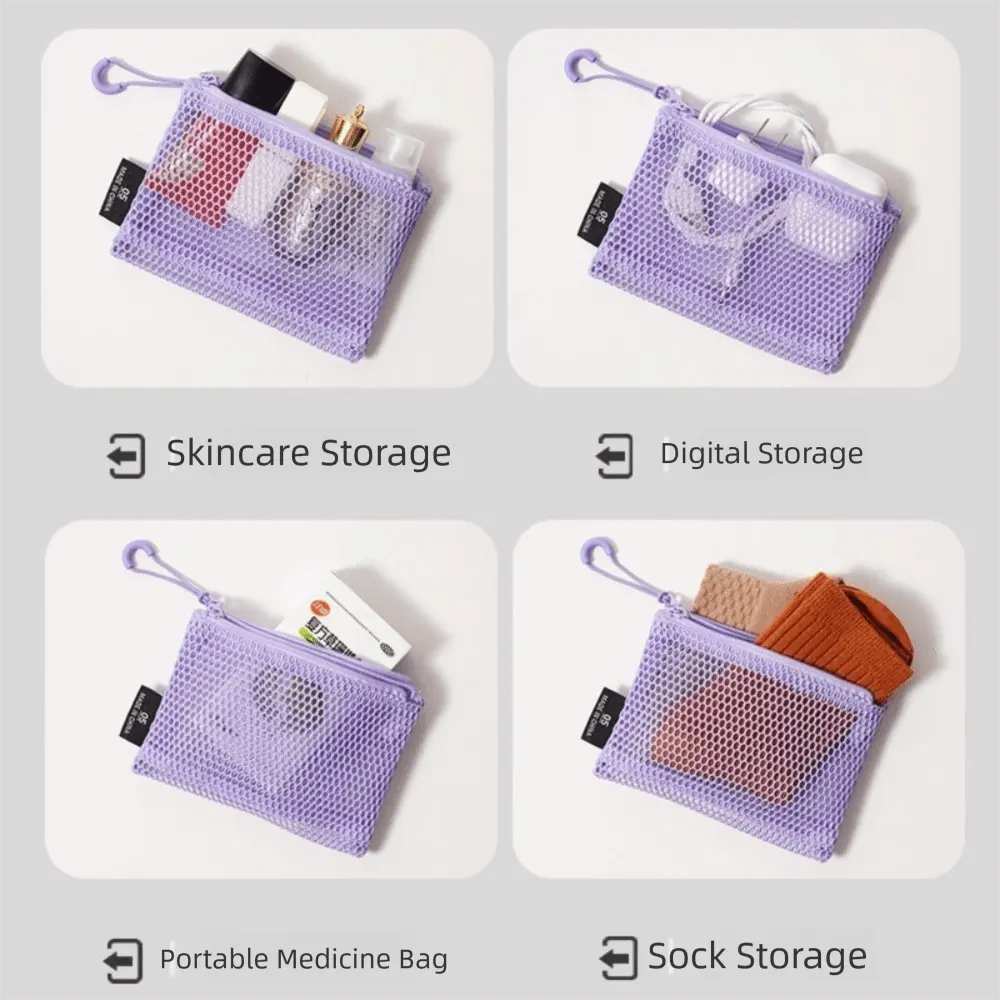 Durable With Handle Grid Storage Bag Double Zipper Large Capacity Cosmetic Bag Multi-function Toiletry Bag