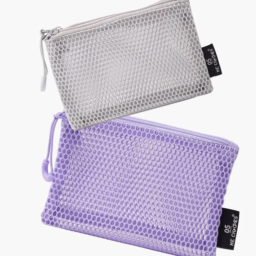 Durable With Handle Grid Storage Bag Double Zipper Large Capacity Cosmetic Bag Multi-function Toiletry Bag