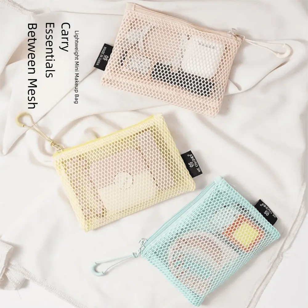 Durable With Handle Grid Storage Bag Double Zipper Large Capacity Cosmetic Bag Multi-function Toiletry Bag