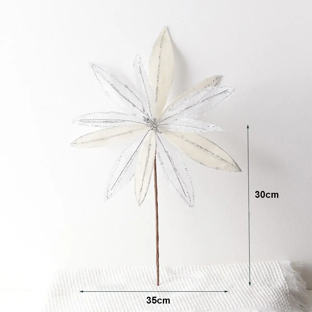Glitter Christmas Glitter Artificial Flowers Large 33cm with Stems Xmas Tree Flowers Ornaments Creative Cute