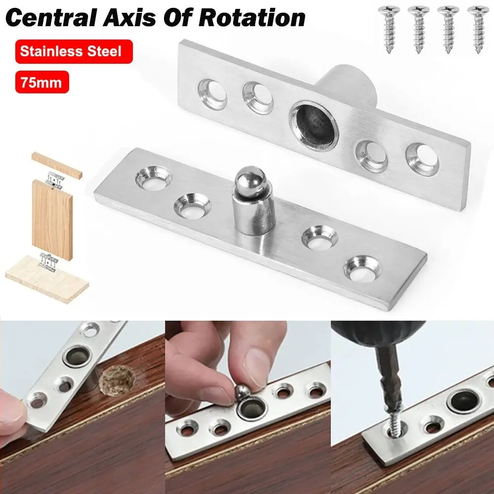 New Stainless Steel Pivot Hinge 360° Swivel With Screws Door Concealing Shaft Heavy Duty Location Shaft
