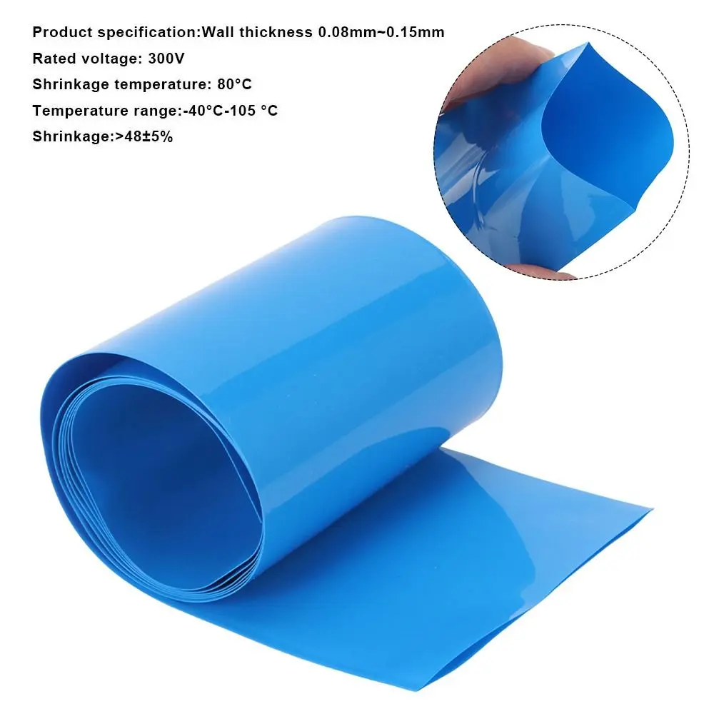 1Meter/Pack New Li-ion Wrap Heat Shrink Tube 18650 Battery Pack PVC Shrinkable Film Multi Sizes 70-200mm Width Tape Sleeves