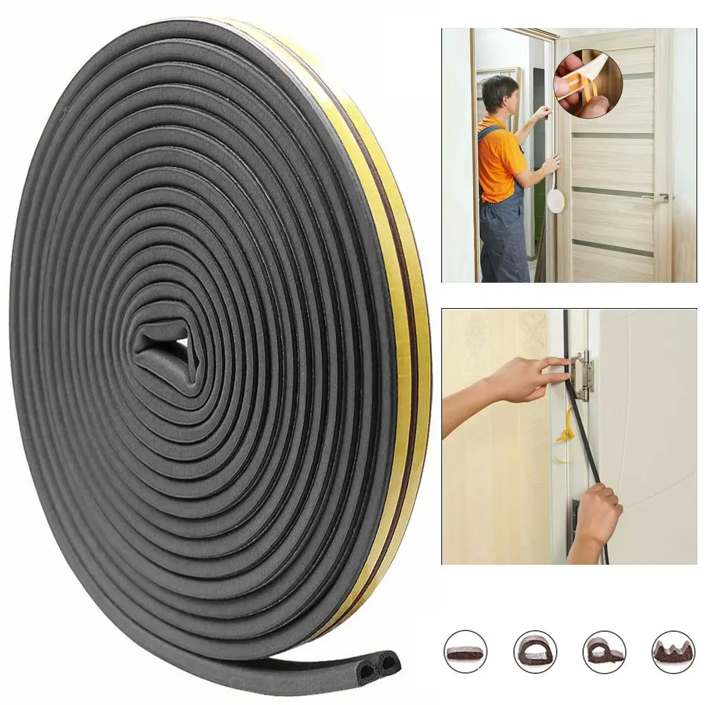 5/10m D/E/P/I Type Noise Insulation Rubber Weather Strips Window Door Seal Strip Draught Excluder Foam