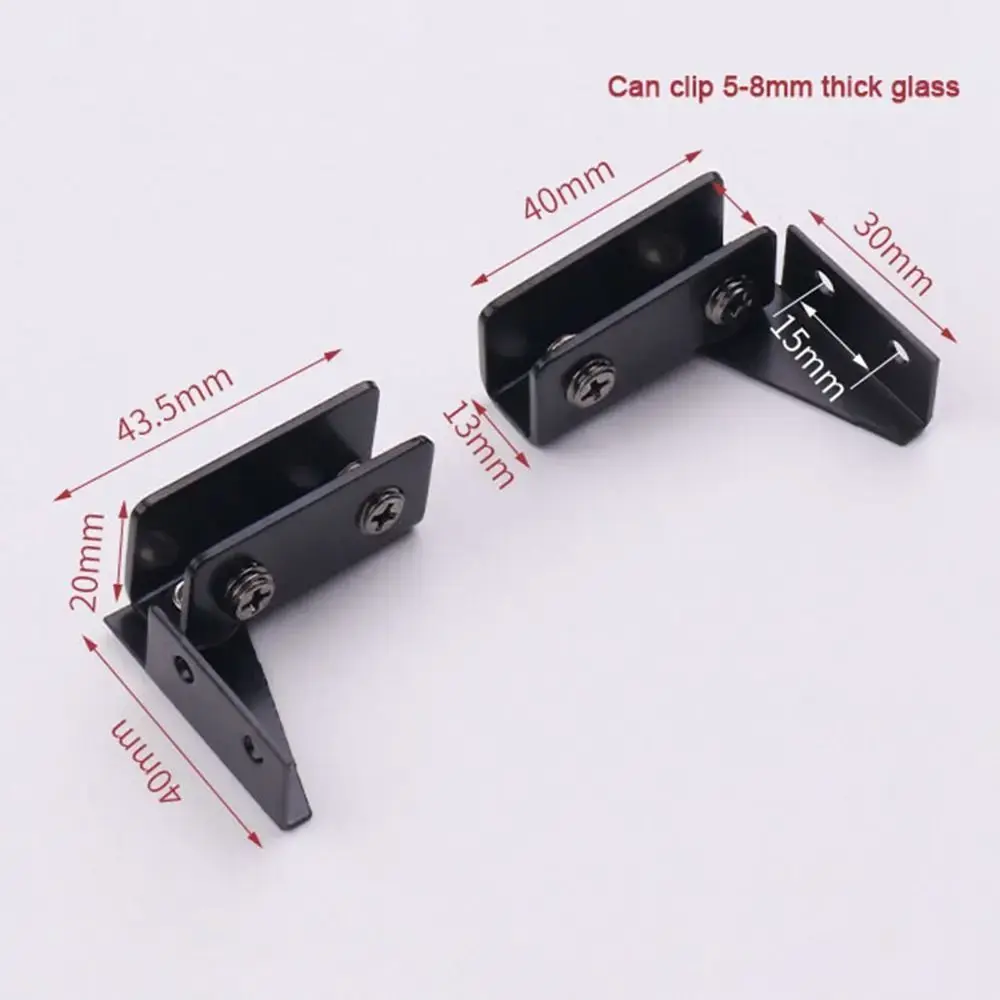 2PCS Zinc Alloy Glass Door Hinge Hardware Side Mounted Frameless Clamp No Drilling Self-closing Cabinet Door Hinge Glass Cabinet