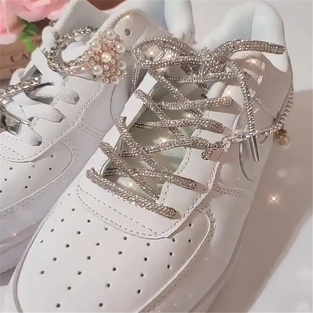 1PC Luxury Drawstring Cross Braiding Strap Rhinestone ShoeLaces Shoe Laces Sneakers Laces Bright Strings