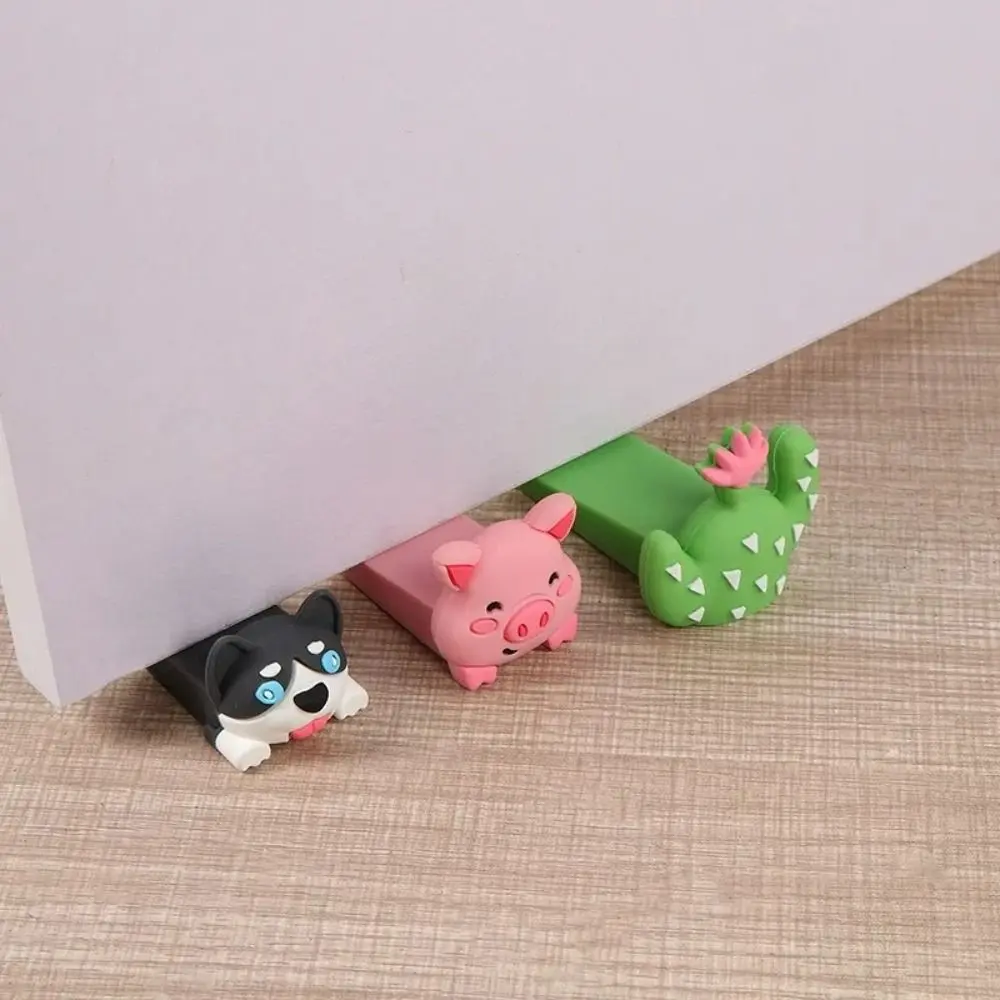 Fashion Silicone Door Stop Shock Absorbent Home Door Block Wedge Doorstops Reusable Cute Gift Doorstop