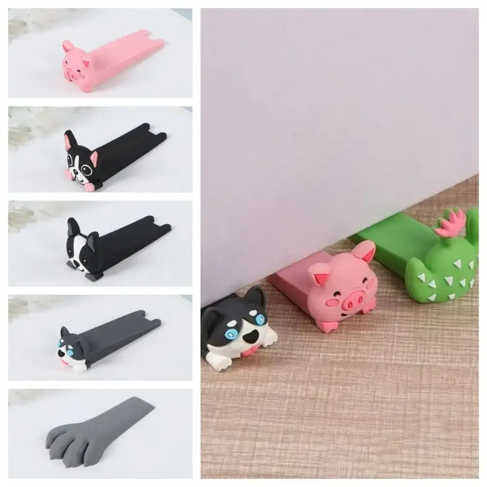 Fashion Silicone Door Stop Shock Absorbent Home Door Block Wedge Doorstops Reusable Cute Gift Doorstop