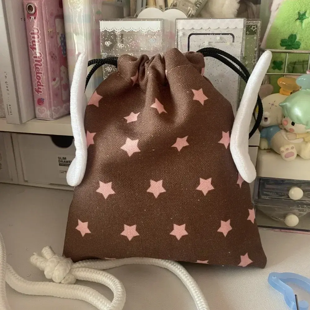 Fashion Portable Bundle Pocket Star Pattern Canvas Cosmetics Bag Dustproof Rope Drawstring Design Stationery Storage Bag