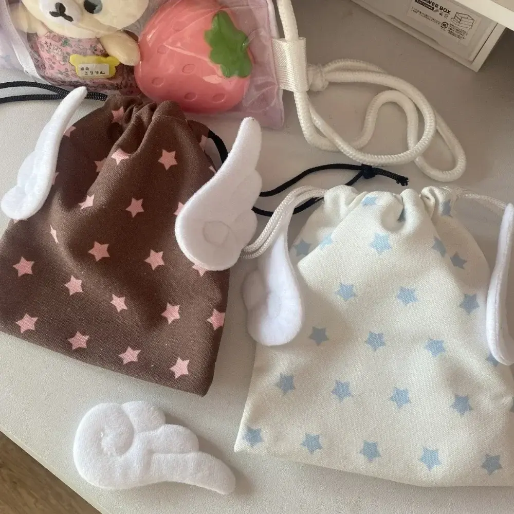 Fashion Portable Bundle Pocket Star Pattern Canvas Cosmetics Bag Dustproof Rope Drawstring Design Stationery Storage Bag